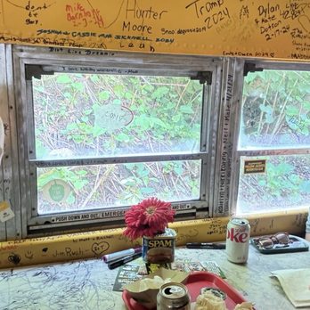 Hillbilly Hot Dogs - Our table in "the bus" - Burgers Near Me - Lesage, West Virginia