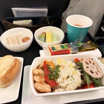 Cathay Pacific - SFO to HK: Shrimp fried rice for dinner - Airlines Near Me - San Francisco, California Cathay Pacific - SFO to HK: Shrimp fried rice for dinner - Airlines Near Me - San Francisco, California
