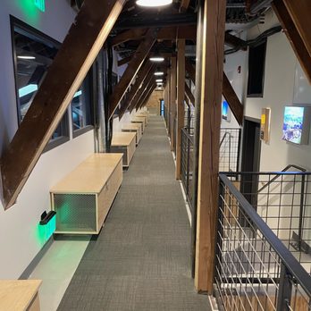 evo Hotel - Hallway to your room.  Rooms are 3 unfinished wooden steps on the right - Hotels Near Me - Salt Lake City, Utah