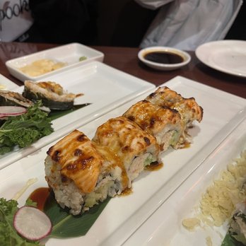 Crazy Rock'N Sushi - Baked Salmon Roll - Sushi Bars Near Me - Stanton, California Crazy Rock'N Sushi - Baked Salmon Roll - Sushi Bars Near Me - Stanton, California