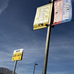 Hertz Rent A Car - They share spaces with thrifty and dollars, so be careful you don't go to the wrong parking. Space.