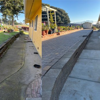 Reyes Hardscape & Landscape - Before and after. New retaining wall and pavers. - Landscaping Near Me Reyes Hardscape & Landscape - Before and after. New retaining wall and pavers. - Landscaping Near Me