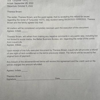 Liquid Life Vacation Rentals - This company has many poor reviews. See paragraph three of the letter they wanted me to sign in exchange for not posting negative reviews! - Vacation Rentals Near Me - Orange Beach, Alabama Liquid Life Vacation Rentals - This company has many poor reviews. See paragraph three of the letter they wanted me to sign in exchange for not posting negative reviews! - Vacation Rentals Near Me - Orange Beach, Alabama
