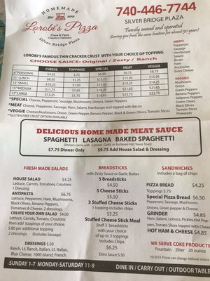Menu photo 2 Lorobi's Pizza Gallipolis, OH Menu photo 2 Lorobi's Pizza Gallipolis, OH