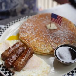 Upstreet - Pancake + over easy eggs and + cevapi (sausage)