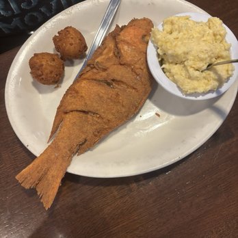 St Marys Seafood & More - Whole red snapper with hush puppies and mashed potatoes. - Seafood Near Me - St. Augustine, Florida St Marys Seafood & More - Whole red snapper with hush puppies and mashed potatoes. - Seafood Near Me - St. Augustine, Florida