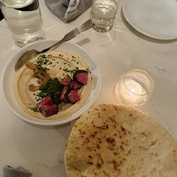 Yalla - Hummus with burnt beef ends and pita - Mediterranean Near Me - Portland, Oregon Yalla - Hummus with burnt beef ends and pita - Mediterranean Near Me - Portland, Oregon