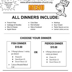 St. Francis de Sales Church - 2022 Fish Fry Menu