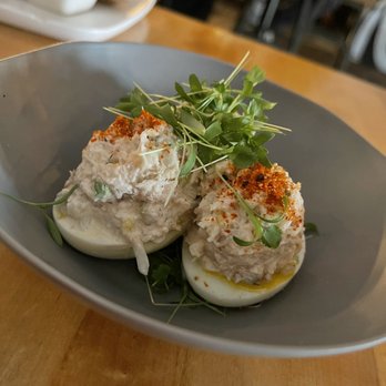 Bevy - Dungeness crab deviled eggs - Cocktail Bars Near Me - Honolulu, Hawaii Bevy - Dungeness crab deviled eggs - Cocktail Bars Near Me - Honolulu, Hawaii