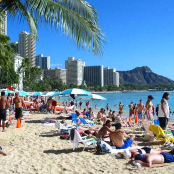 Waikiki Beach - Waikiki beach with diamond head. - Beaches Near Me