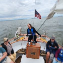 Schooner Woodwind - At the helm of 74' schooner Woodwind II, sailing the Chesapeake for the first time EVER!