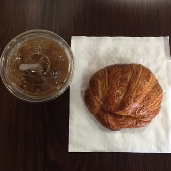 Cafe Lorel - Iced coffee with a plain croissant - Breakfast & Brunch Near Me - Long Beach, California
