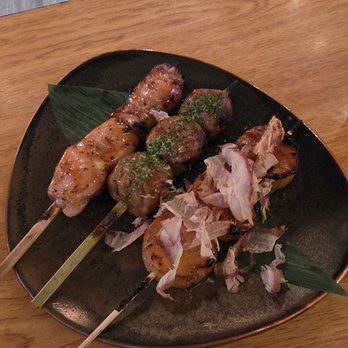 BG Robata - Skewers. Thigh, meatball, and oyster mushroom. - Sushi Bars Near Me - Clearwater, Florida