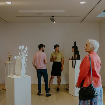 Esker Foundation - Visitors explore the work of Vanessa Brown at Esker Foundation. Photo by: Allison Seto. - Art Galleries Near Me - Calgary, Alberta