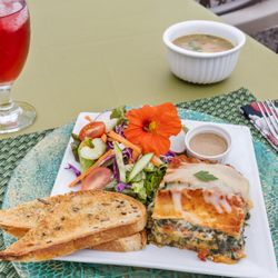 Cafe Ono - Homemade Lasagna with organic salad and soup