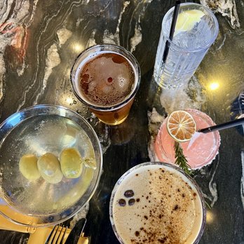 Freddy’s Chophouse - Dirty martini, .394 beer, vodka tonic, mezcal-guava cocktail, and espresso martini - American Near Me - San Diego, California Freddy’s Chophouse - Dirty martini, .394 beer, vodka tonic, mezcal-guava cocktail, and espresso martini - American Near Me - San Diego, California