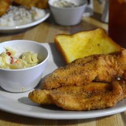 Chip's Cafe - Salt and Pepper Catfish with Potato Salad and Texas Toast