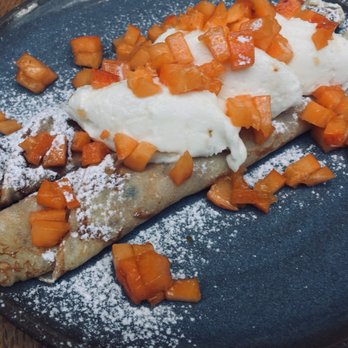 Eska - Cheese filled crepe topped with apricots. - Bakeries Near Me - Prague, Puerto Rico