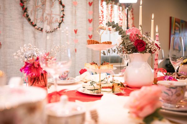 Valentines and Galentines 2025 - Tea party in a valentines/galentines theme!
A table draped in the softest pastels, adorned with delicate china teacups, saucers, and golden teaspoons that glisten in the candlelight. Red roses and baby’s breath spill from crystal vases, their petals kissed with morning dew, while flickering candlelight dances off sparkling glassware. A tiered tray overflows with decadent pastries, delicate tea sandwiches , and chocolate covered berries, each bite as sweet as romance itself. The air is filled with the scent of freshly steeped tea, swirling with notes of cardamom and rose. Valentines and Galentines 2025 - Tea party in a valentines/galentines theme!
A table draped in the softest pastels, adorned with delicate china teacups, saucers, and golden teaspoons that glisten in the candlelight. Red roses and baby’s breath spill from crystal vases, their petals kissed with morning dew, while flickering candlelight dances off sparkling glassware. A tiered tray overflows with decadent pastries, delicate tea sandwiches , and chocolate covered berries, each bite as sweet as romance itself. The air is filled with the scent of freshly steeped tea, swirling with notes of cardamom and rose.