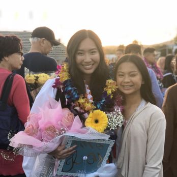 Island Leis & Bouquets - Customized lei - blue and yellow ($25) - Florists Near Me - Carson, California