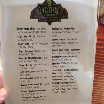 Hops Brewery - Menu - Breweries Near Me - Los Ranchos de Albuquerque, New Mexico