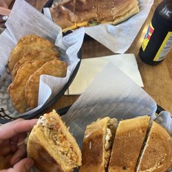 Ada's Creations - Ham & American Cheese Sandwich, Cubano Sandwich, Ham & Cheese Pastelitos and a Malta.
