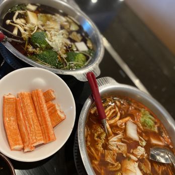 Shabu Squared - Crab broth, sukiyaki broth, crab sticks - Japanese Near Me - Houston, Texas Shabu Squared - Crab broth, sukiyaki broth, crab sticks - Japanese Near Me - Houston, Texas