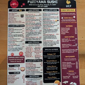Fujiyama Sushi - Menu - Sushi Bars Near Me - Orlando, Florida