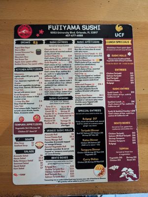 Menu photo 1 Fujiyama Sushi Orlando, FL