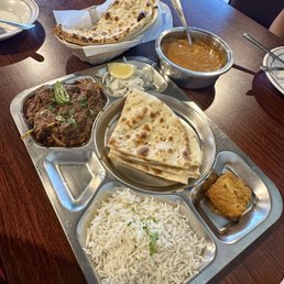 Goat Karahi, Rice, Naan and Grill and Shrimp Makhani with Naan Goat Karahi, Rice, Naan and Grill and Shrimp Makhani with Naan