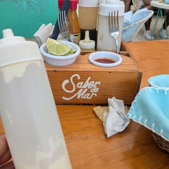 Sabor de Mar - Mayo garlic sauce (really good if you love garlic) - Seafood Near Me - Tulum, ROO Sabor de Mar - Mayo garlic sauce (really good if you love garlic) - Seafood Near Me - Tulum, ROO