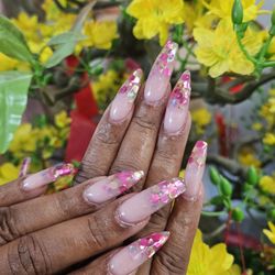 B Nails & Spa - Purple Glitter acrylic nails