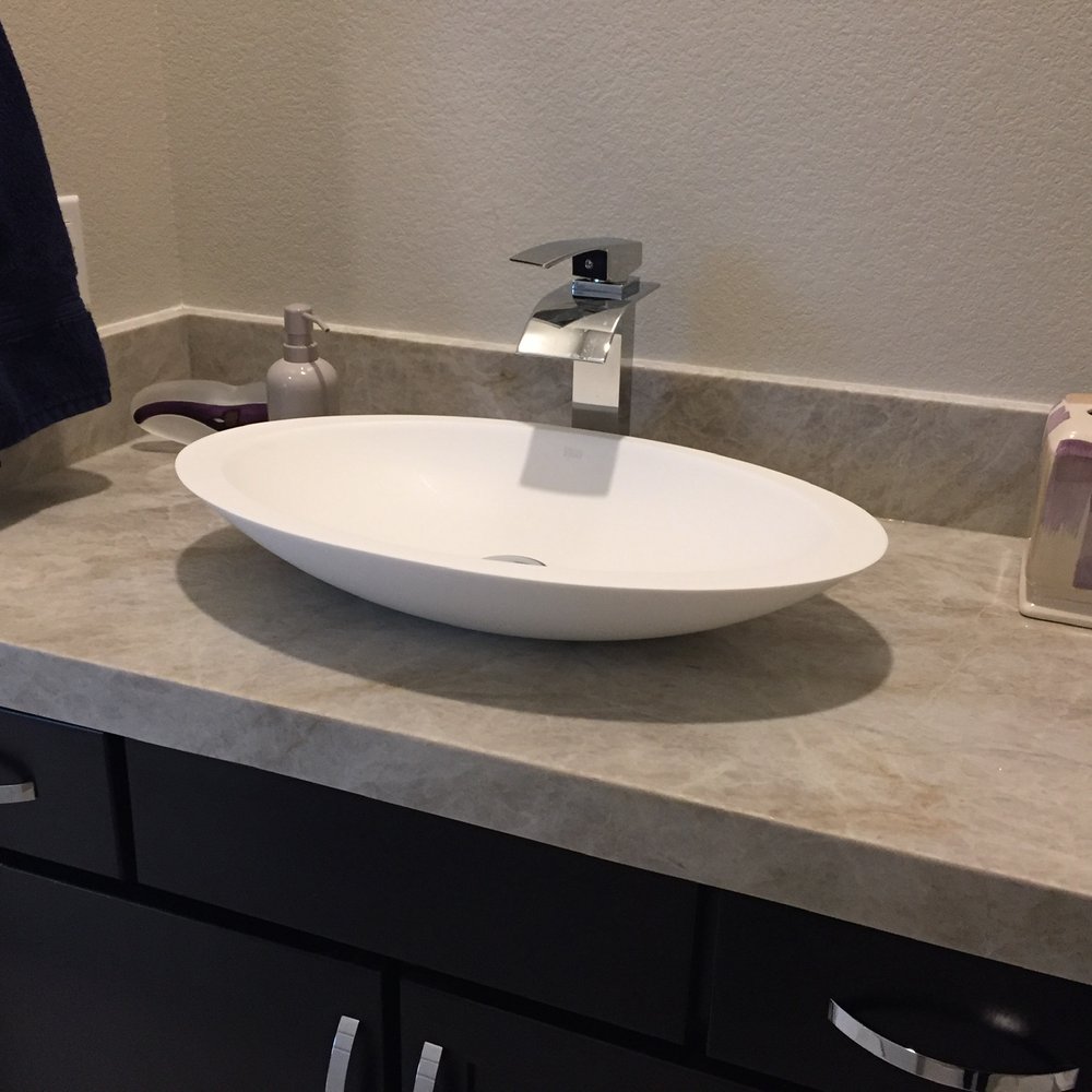 Mr Granite Construction - The powder room countertop - General Contractors Near Me - Las Vegas, Nevada Mr Granite Construction - The powder room countertop - General Contractors Near Me - Las Vegas, Nevada