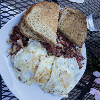 Paul Gregory's - 3-Eggs Any Style on Our Own Corned Beef Hash with rye toast - Bakeries Near Me - Southington, Connecticut Paul Gregory's - 3-Eggs Any Style on Our Own Corned Beef Hash with rye toast - Bakeries Near Me - Southington, Connecticut
