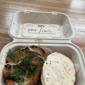Odell's Bagel - Pastrami lox + Calabrian chili cream cheese - Bagels Near Me - Denver, Colorado