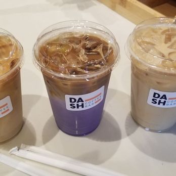 Dash Coffee Bar - 2 Iced pandan Latte &  Iced ube latte - Coffee & Tea Near Me - Pasadena, California