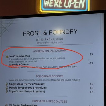 Frost and Foundry - Ice Cream Nachos on the menu - Ice Cream & Frozen Yogurt Near Me - Rochester, New York