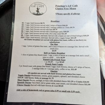 Penelope's Lil Cafe - Gluten free menu - American Near Me - Lincoln, Nebraska