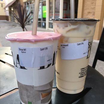 Ding Tea - Strawberry Milk Tea and Jasmine Green Milk Tea - Coffee & Tea Near Me - San Diego, California