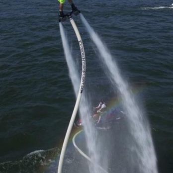 Extreme Hydro Flight - Drone image flying on Saratoga Lake.  Drone video package includes video + 10-12 images.  Video is unedited or edited to your song. - Flyboarding Near Me - Stony Point, New York