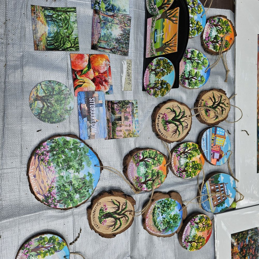 Forsyth Farmer's Market - Original paintings on wood slice ornaments! - Farmers Market Near Me - Savannah, Georgia Forsyth Farmer's Market - Original paintings on wood slice ornaments! - Farmers Market Near Me - Savannah, Georgia