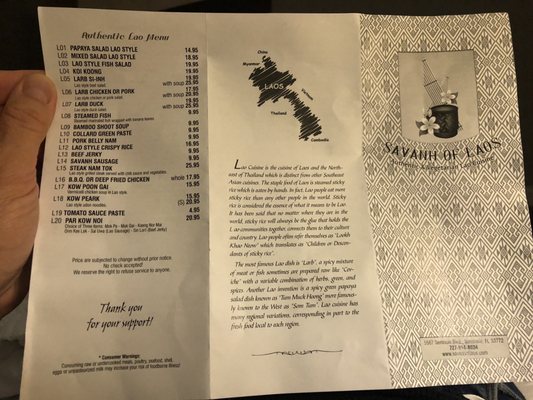 Menu photo 4 Savanh of Laos Seminole, FL