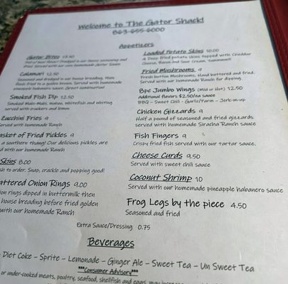 Menu photo 7 The Gator Shack Sebring, FL