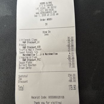 Herbs & Rye - Our bill - Steakhouses Near Me - Las Vegas, Nevada Herbs & Rye - Our bill - Steakhouses Near Me - Las Vegas, Nevada