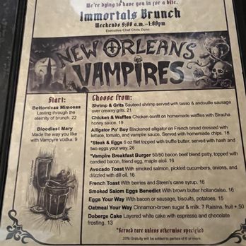 Vampire Cafe - Brunch menu - Cafes Near Me - New Orleans, Louisiana