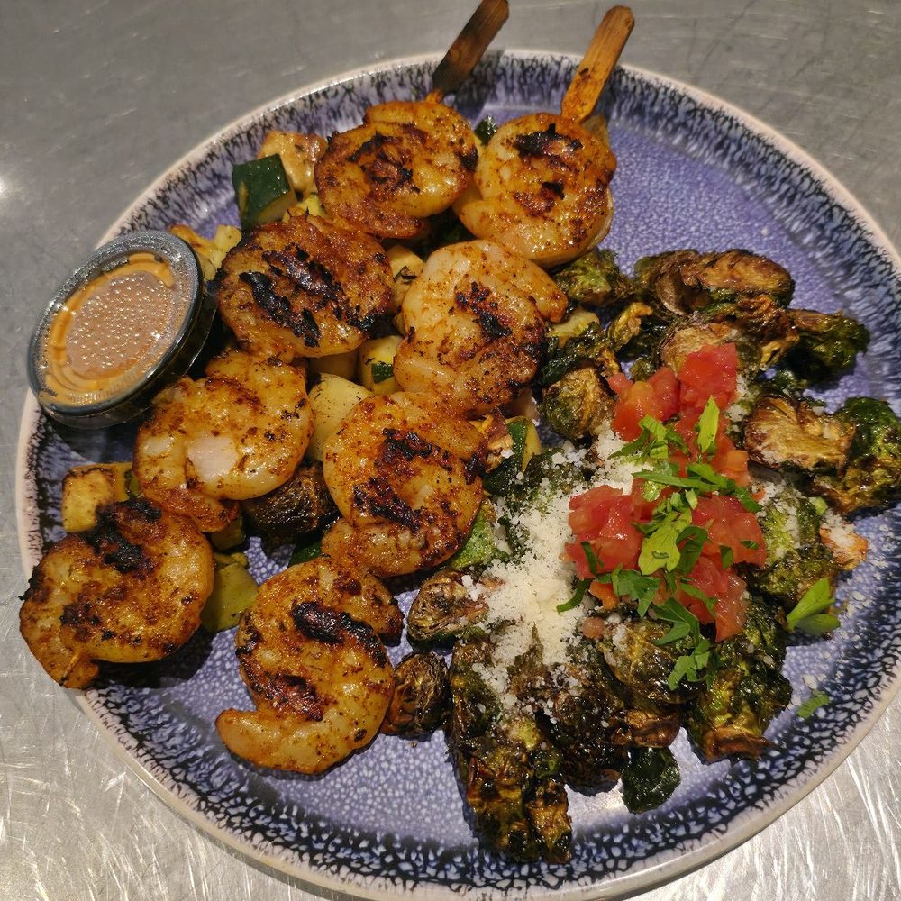 Shrimp skewers with Brussels and Zucchini Shrimp skewers with Brussels and Zucchini