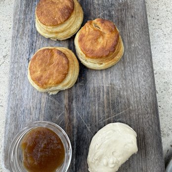 Manuela - Cream Biscuits, Steen's Butter, Raspberry & Apple Jam - New American Near Me - Los Angeles, California