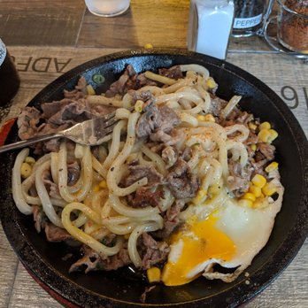 Sizzling Lunch - Beef Udon with egg! - Steakhouses Near Me - Cupertino, California