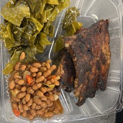 Brother's Bbq Pitstop - Ribs, collard greens, & beans (they ran out of cornbread)