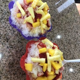 Mixed Fruit Shaved Ice - Strawberry, Mango and Pineapple Mixed Fruit Shaved Ice - Strawberry, Mango and Pineapple